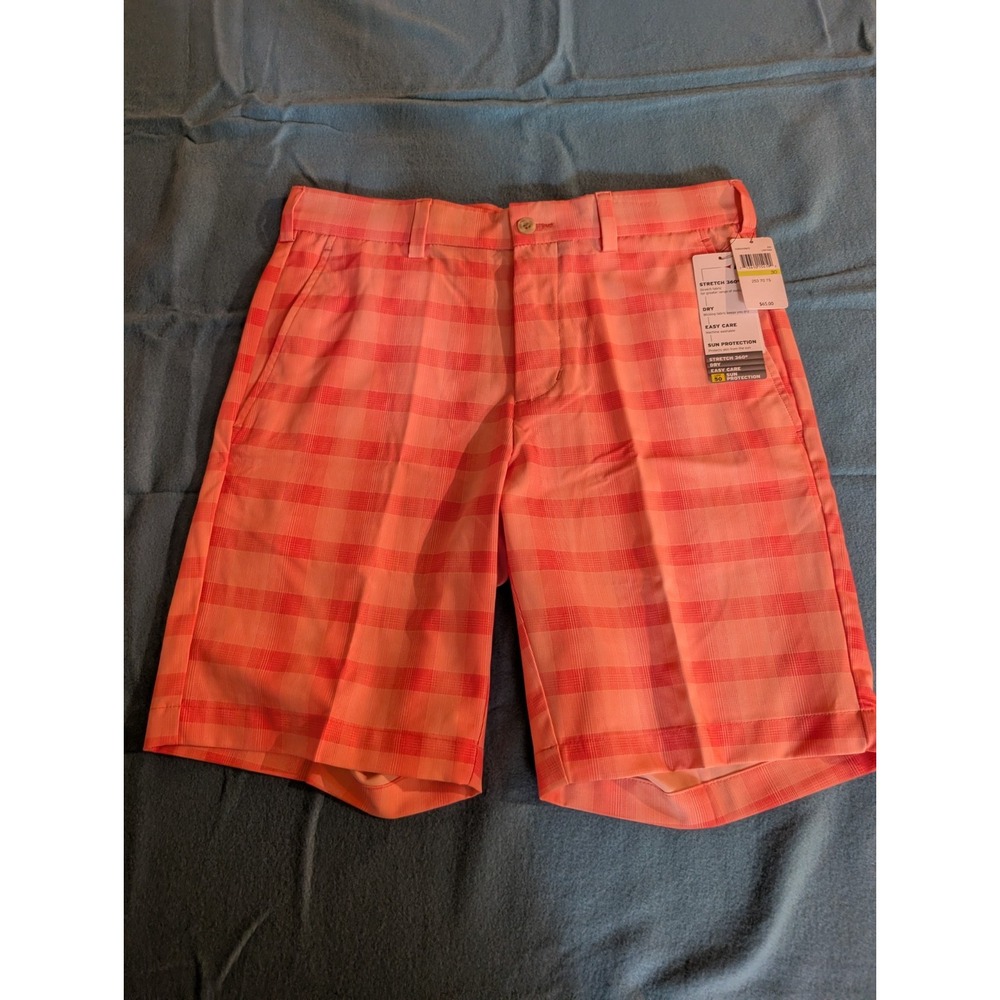 Grand Slam‎ Performance Stretch 360 Mens Golf Shorts Peach Plaid 30 GSBSD068KO